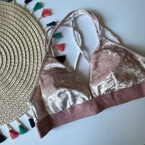 Victoria's Secret PINK Velvet Triangle Bralette Damsel Pink XL NEW